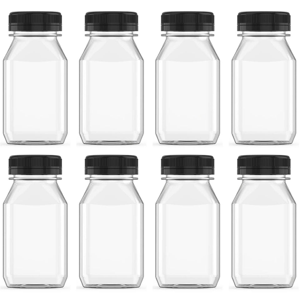 Hulless 8oz bottle with clear body, ideal for quick beverage identification on the go.