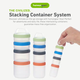 Humangear Stax click-handle enables easy transport and bag clipping.