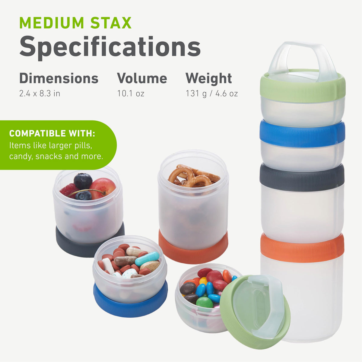 Humangear STAX click-twist connection keeps stacks secure while moving.