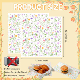 Humyoun Wildflower wax paper for burgers-fries keeps grease manageable.