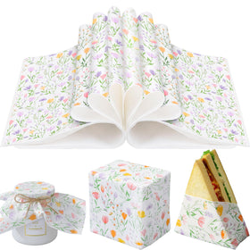 Humyoun Wildflower wax paper packaging sheets for elegant food presentation.