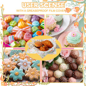 Humyoun Wildflower wax paper party-tray sheets enhance food displays.