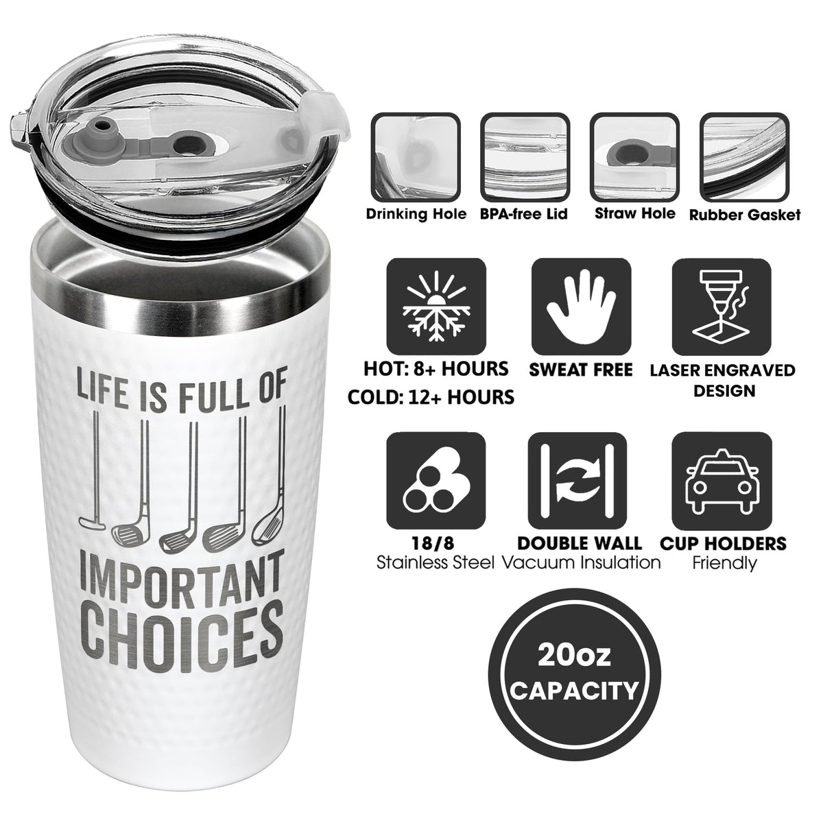 HUNIGIFT cup-holder-friendly size fits cars and golf carts.