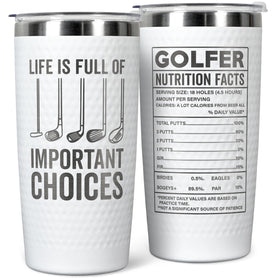 HUNIGIFT 20oz golf tumbler on the course with ergonomic grip for on-the-go hydration.