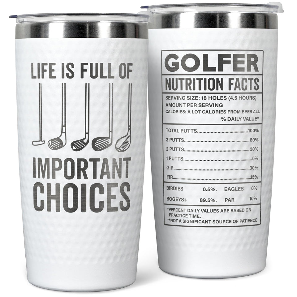 HUNIGIFT 20oz golf tumbler on the course with ergonomic grip for on-the-go hydration.