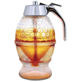 Hunnibi 8oz no-drip honey dispenser front view for mess-free pouring.