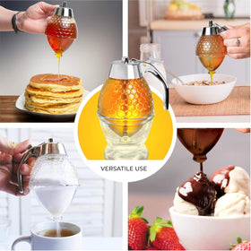 Hunnibi bee-themed storage jar display adds charm to a countertop.