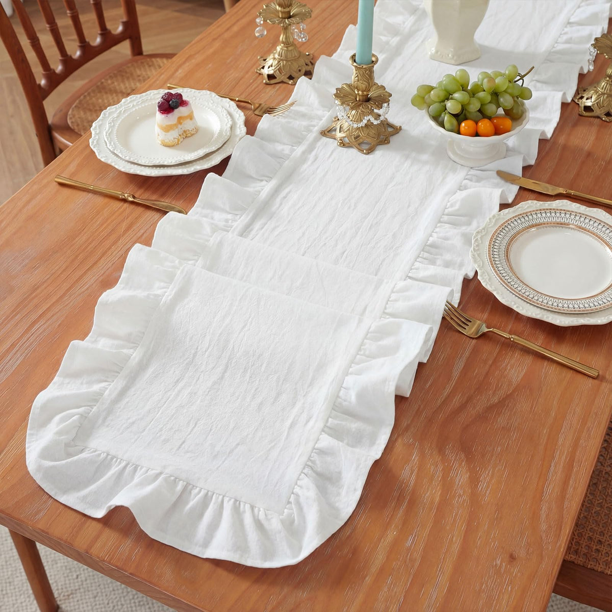 HunnmingRe cotton table runner soft texture creates warm home ambiance