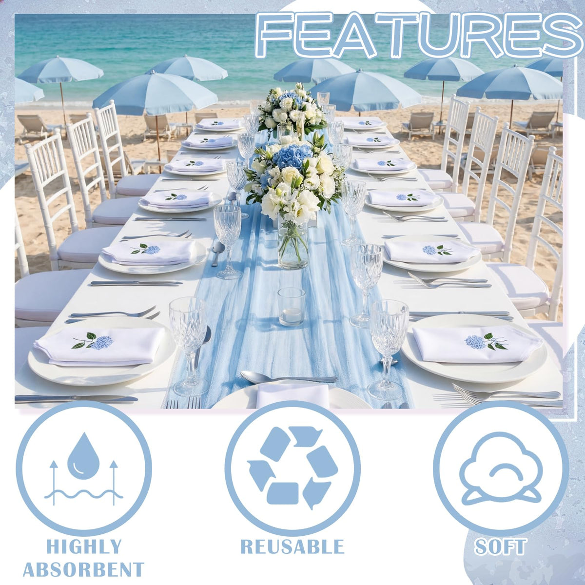 HunnmingRe soft cotton napkins with floral embroidery for everyday meals