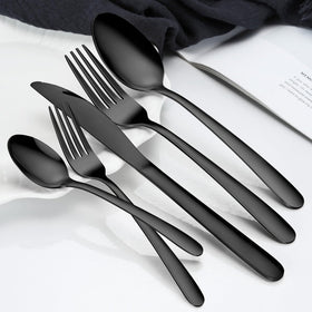 Hunnycook 60-piece black silverware set dessert spoons for refined service
