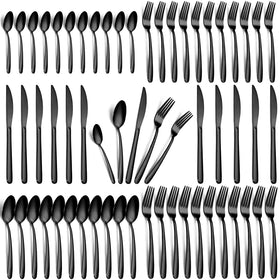 Hunnycook 60-piece black silverware set dinner forks for family meals