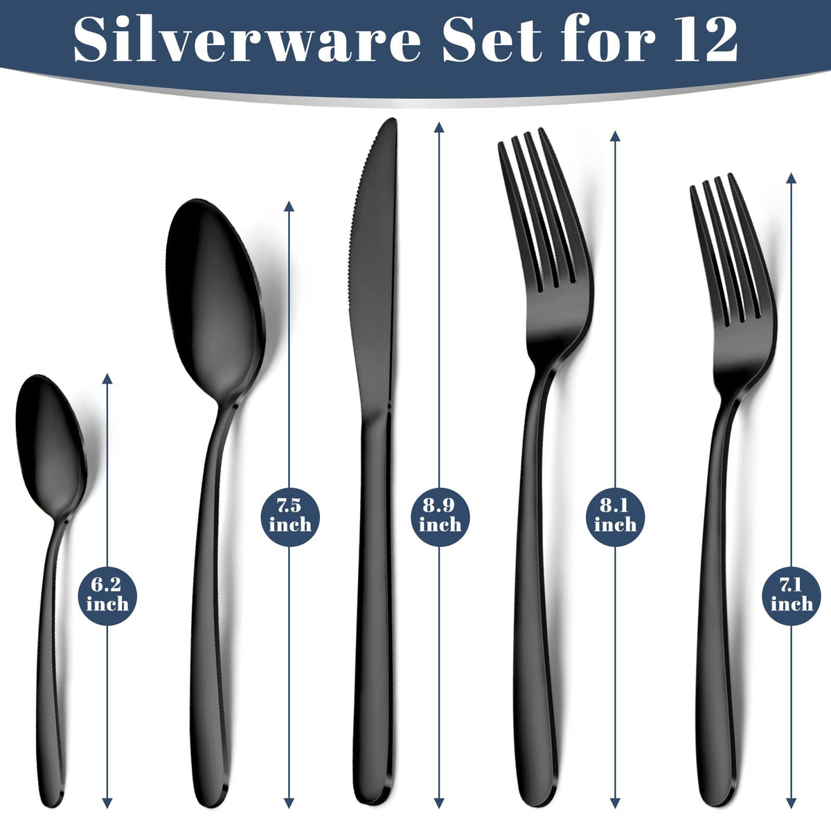 Hunnycook 60-piece black silverware set dinner spoons for versatile home dining