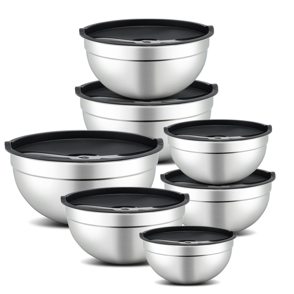 Hunnycook 7-piece mixing bowls with lids for organized prep and storage.