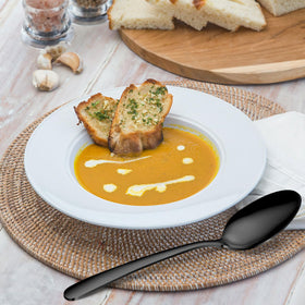 Hunnycook black silverware set with polished edges for elegant dining