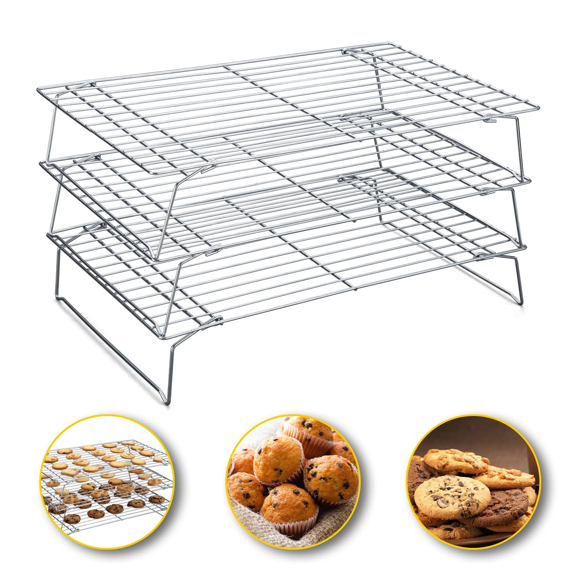 Hunnycook Cooling Racks triple-tier stackable design for efficient cooling