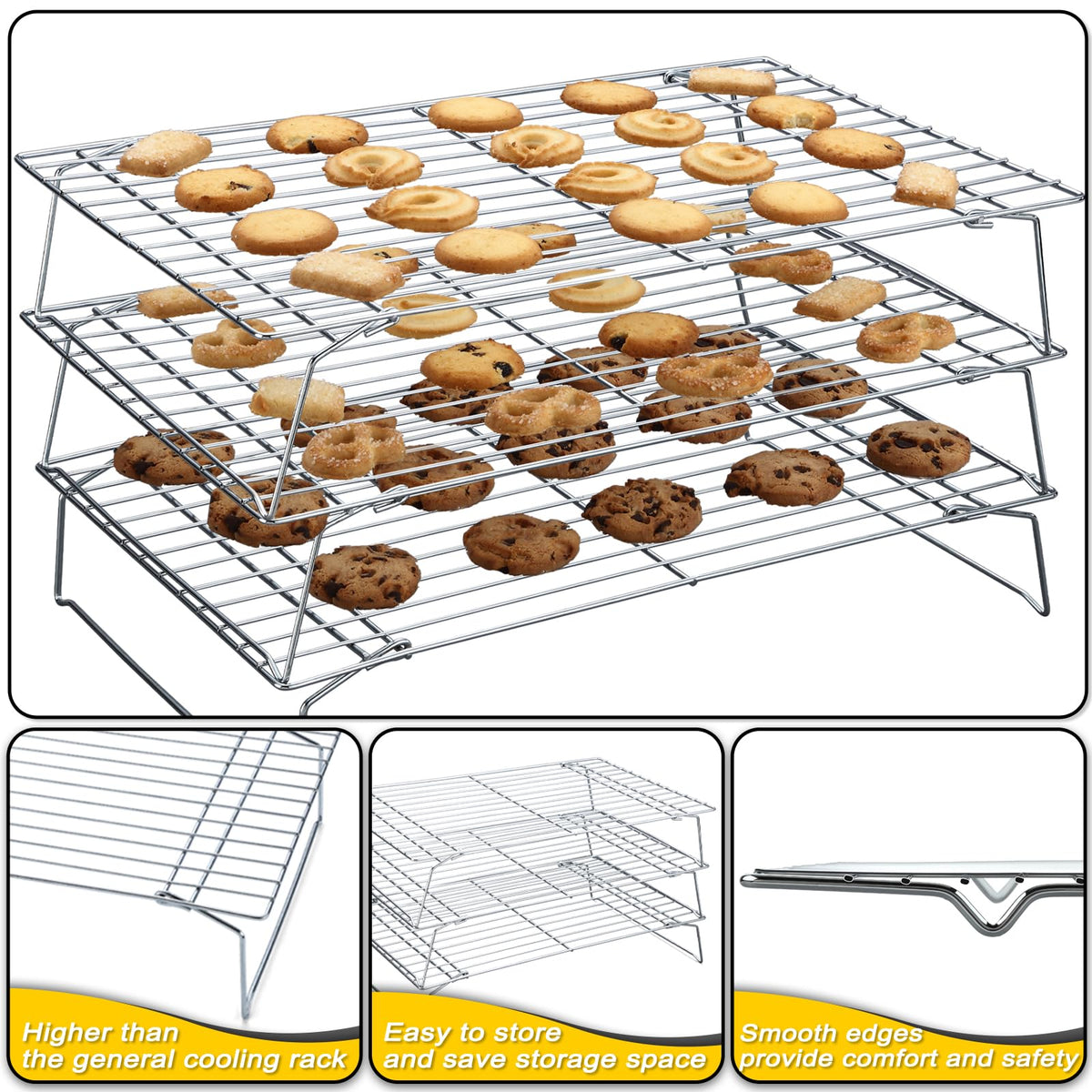 Hunnycook Rack with triangle connection design keeps food steady