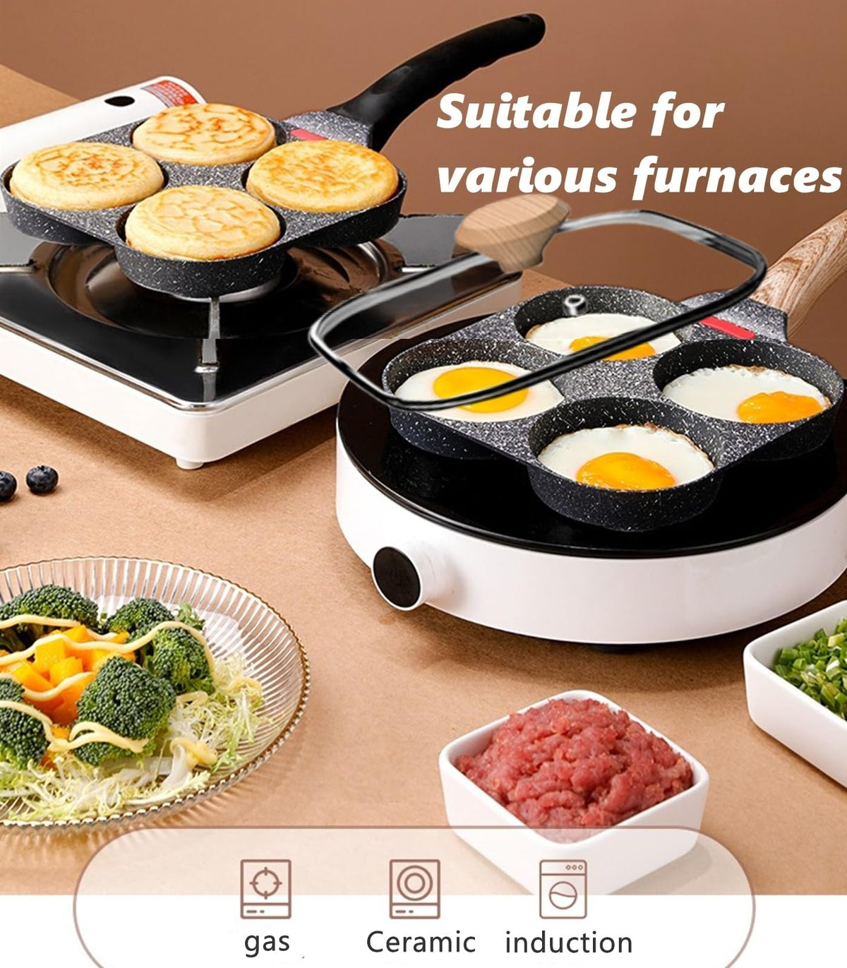 HUPECHAM glass lid offers visibility while cooking eggs.