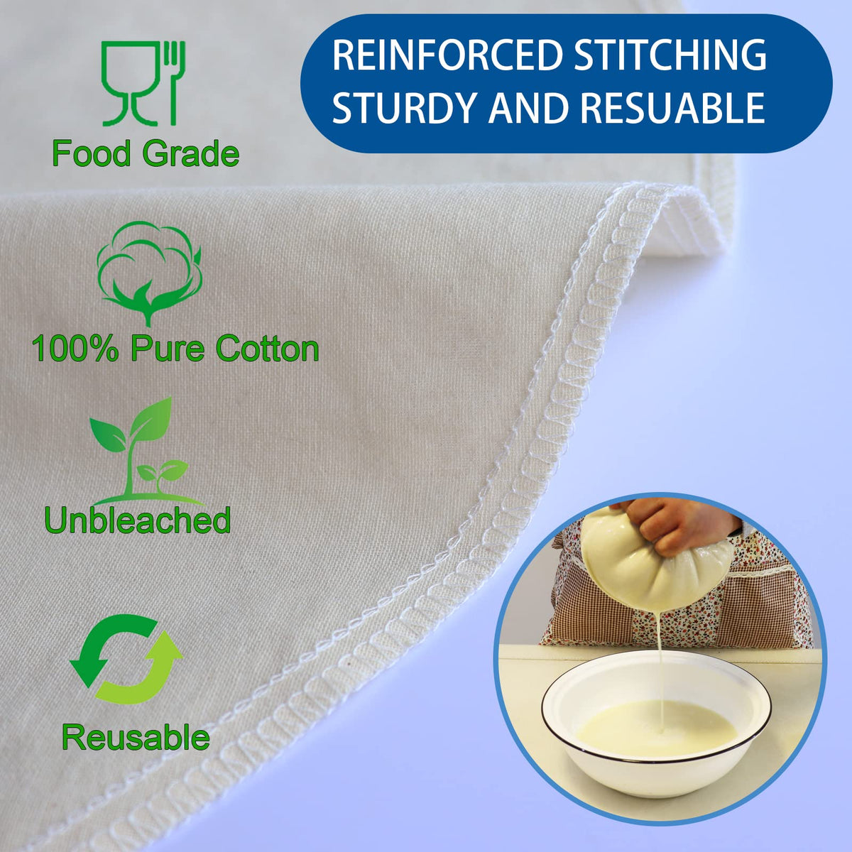 Huppar nut milk bags shown ready for storage and reuse