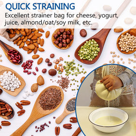 Huppar nut milk bag with drawstring for easy squeezing and straining