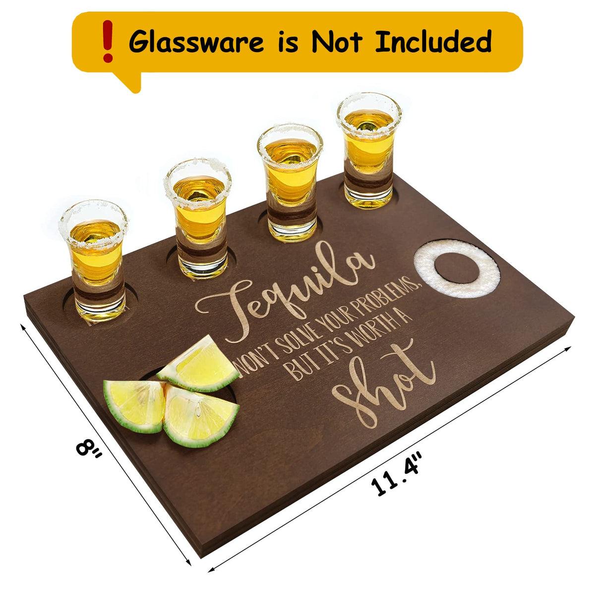 Huray Rayho tequila board with laser-engraved quote for rustic charm.