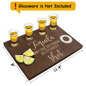 Huray Rayho tequila board with laser-engraved quote for rustic charm.