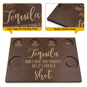Huray Rayho wooden bar tray with salt rim for precise flavoring and fun shots.