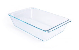 HUSANMP deep clear glass baking dish, rectangular 5.4L, ideal for casseroles and monitoring.