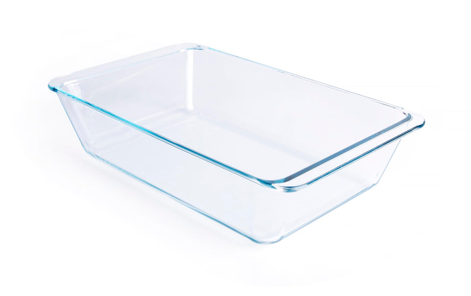 HUSANMP deep clear glass baking dish, rectangular 5.4L, ideal for casseroles and monitoring.