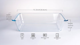 HUSANMP tempered glass baking pan, oven-safe rectangle for durable everyday use.