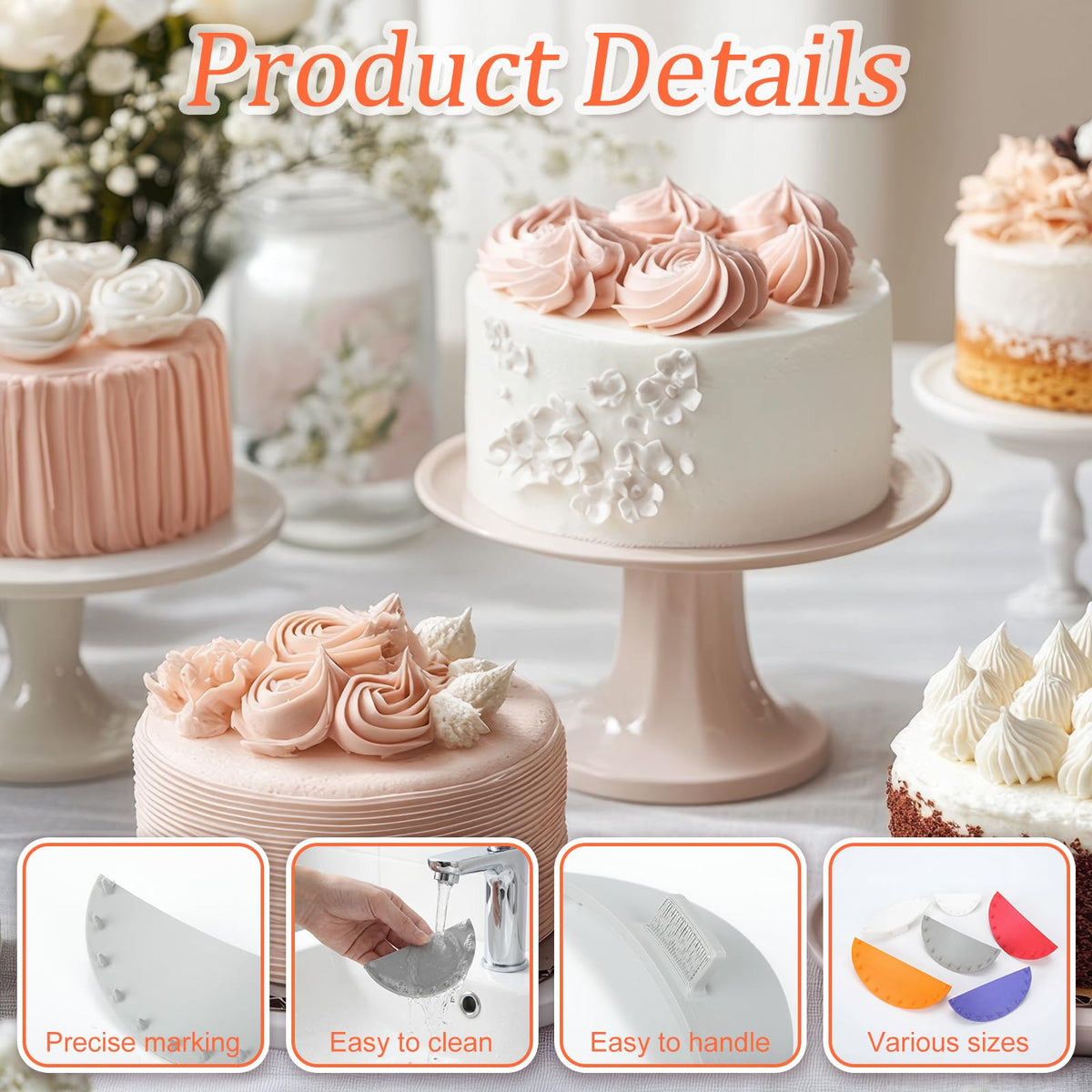 Hushee flat template aids straight drape patterns along cake sides