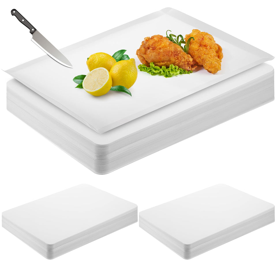 Hushee disposable cutting sheets 10x13 pack shown for organized meal prep and quick cleanup.