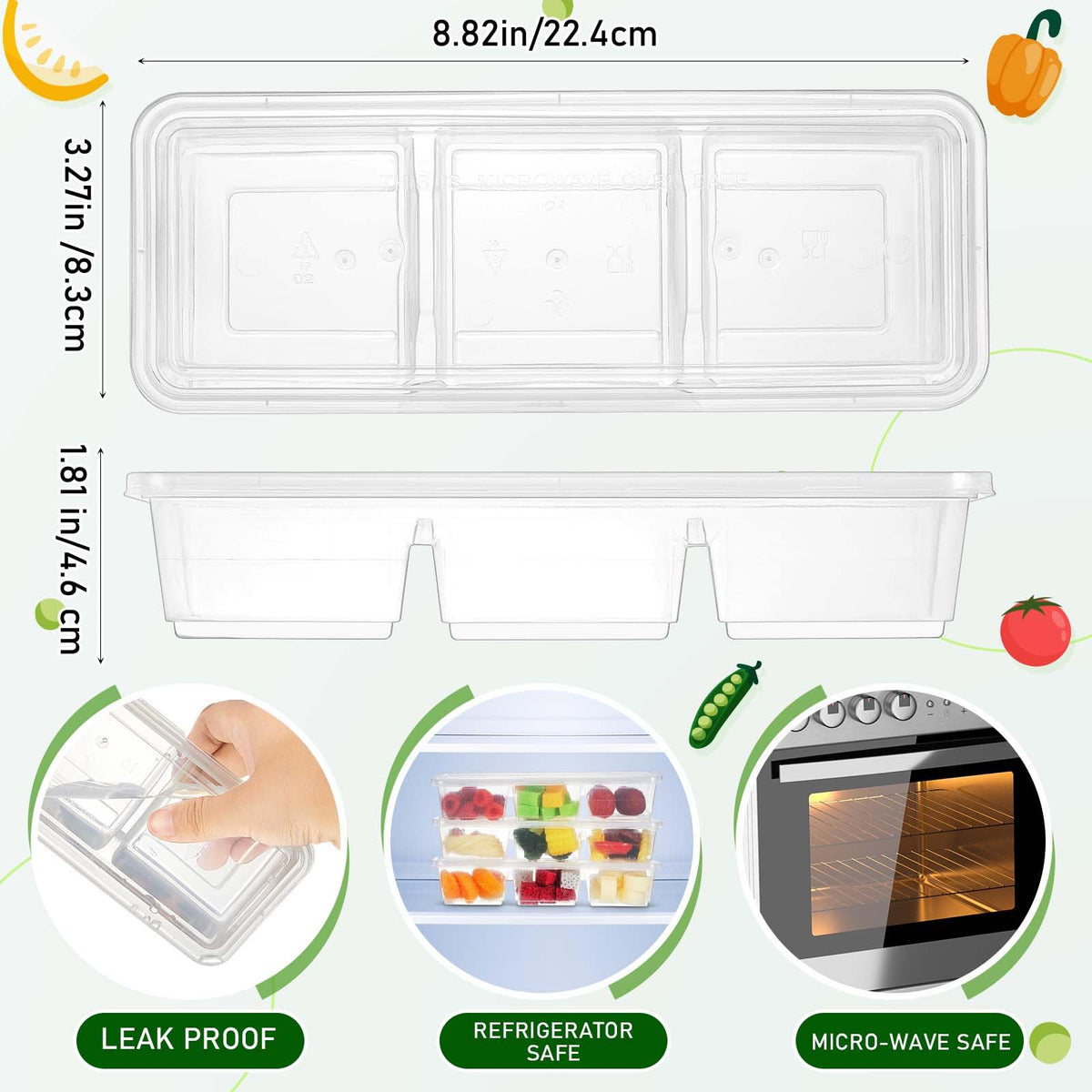 Hushee three-compartment bento box ideal for portion control at work or home.