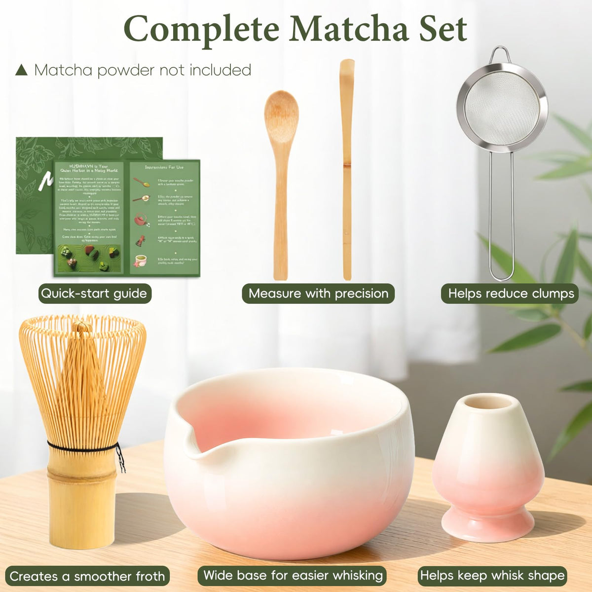 HUSHHAVN bamboo chasen whisk for fine, clump-free froth
