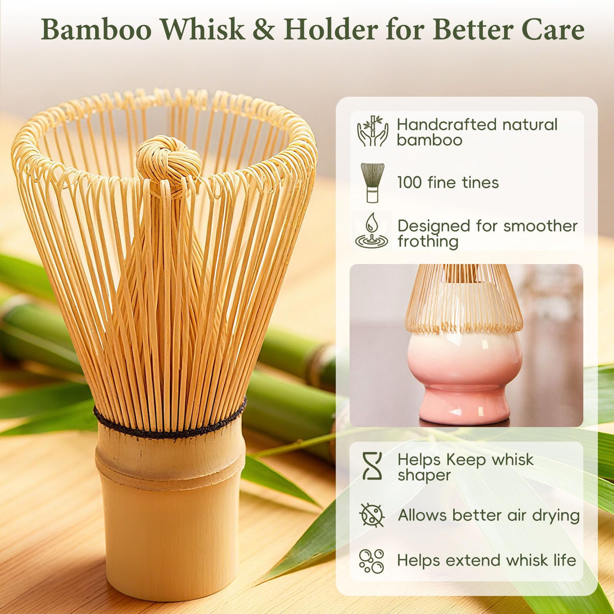 HUSHHAVN matcha whisk holder keeps tools organized