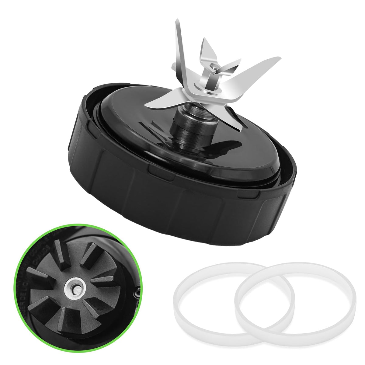 Hushtong SS101 replacement blade with 7 fins for Ninja blender, durable stainless steel for smooth blending.