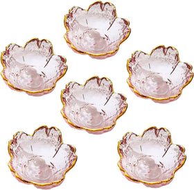 Husippend pink cherry blossom glass dip bowls with gold rim for dipping sauces