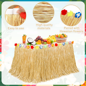 Huskein Luau gold table skirt closeup shows lightweight durable fiber