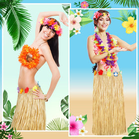 Huskein Luau gold table skirt full table setup showcase