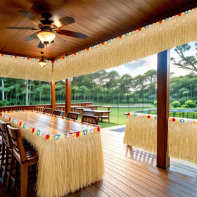 Huskein Luau gold table skirt nylon buckle easy setup