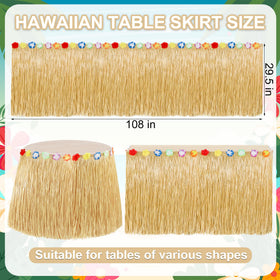Huskein Luau gold table skirt on table creates a tropical vibe