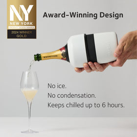 Huski Champagne Chiller double-wall insulation keeps champagne cold without ice