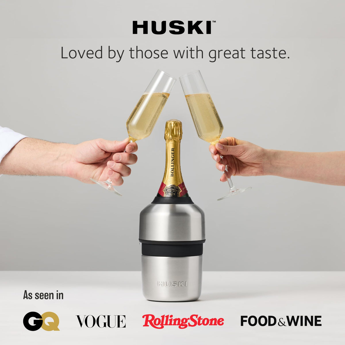 Huski Champagne Chiller gift-ready packaging emphasizes eco-friendly presentation.