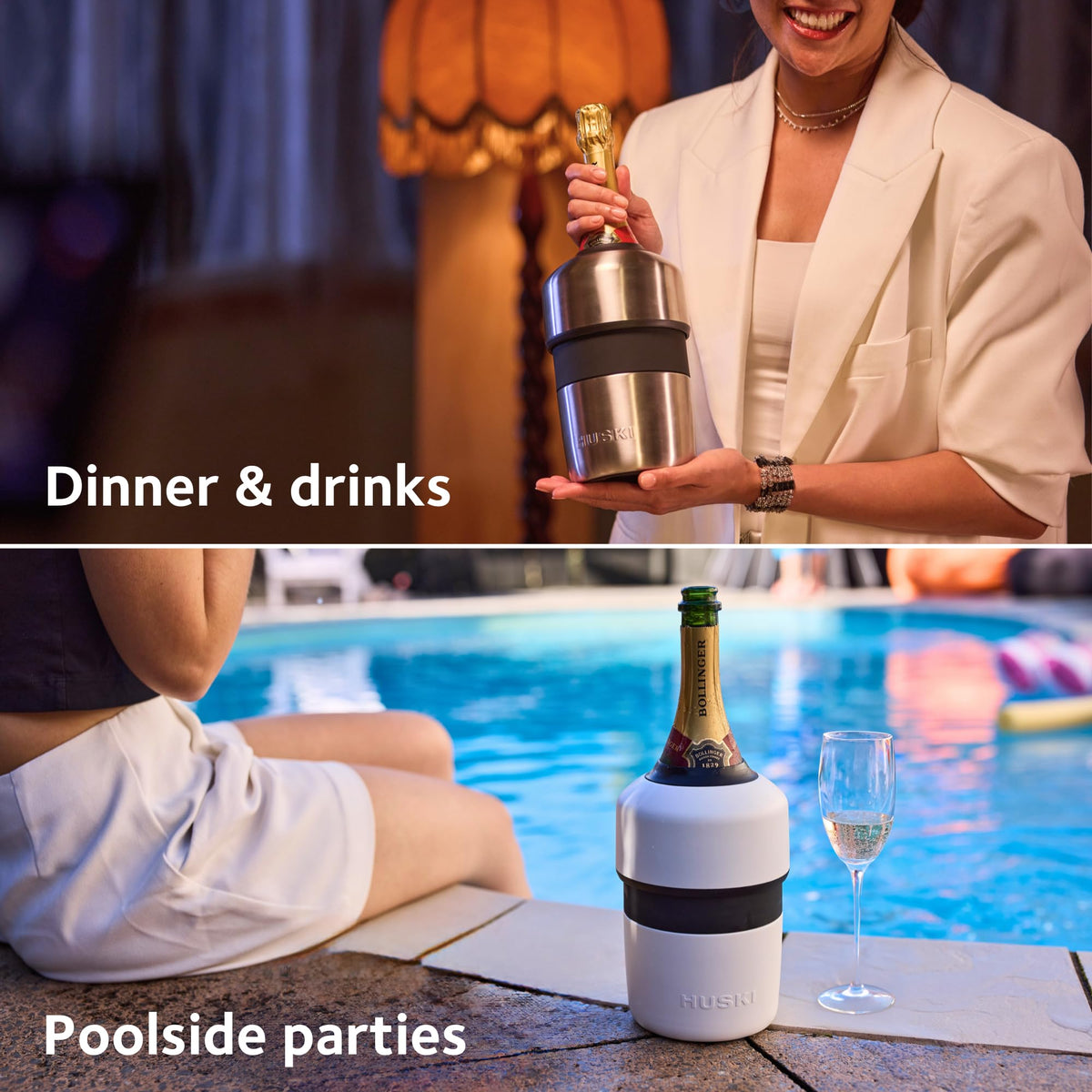 Huski Champagne Chiller stainless steel body is durable and stylish