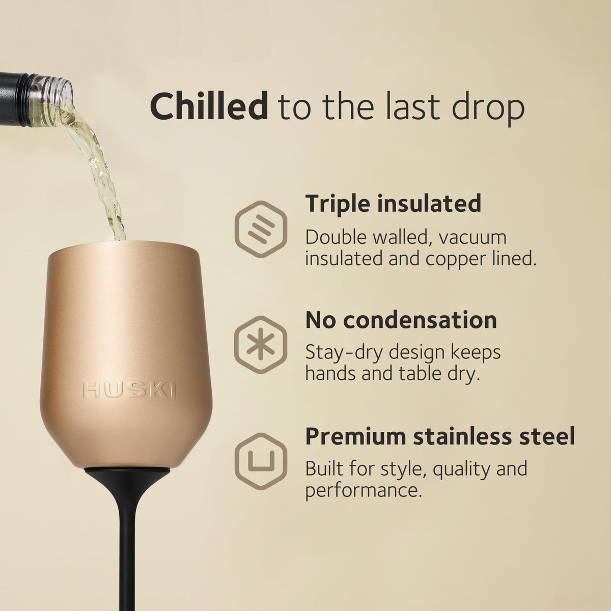 Huski Wine Tumbler 2.0 EasySlider lid keeps wine neatly covered.