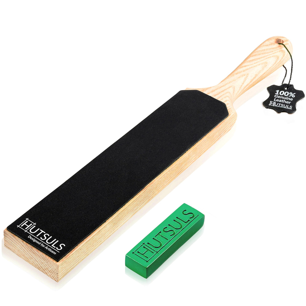 Hutsuls double-sided strop paddle top surface for precise edge refinement.