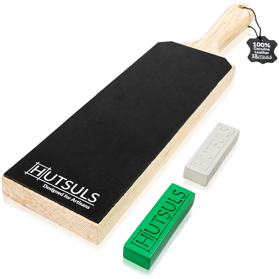 Hutsuls leather strop knife block boosts razor-sharp results across blades