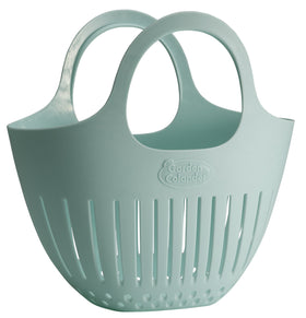 Hutzler Mini Colander in eggshell blue, front view, ideal for easy garden harvests