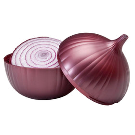 Hutzler Onion Saver red open-view design for easy portioning and quick access.