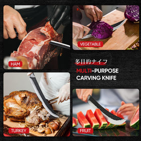 Huusk brisket trimming knife textured handle to reduce sticking.