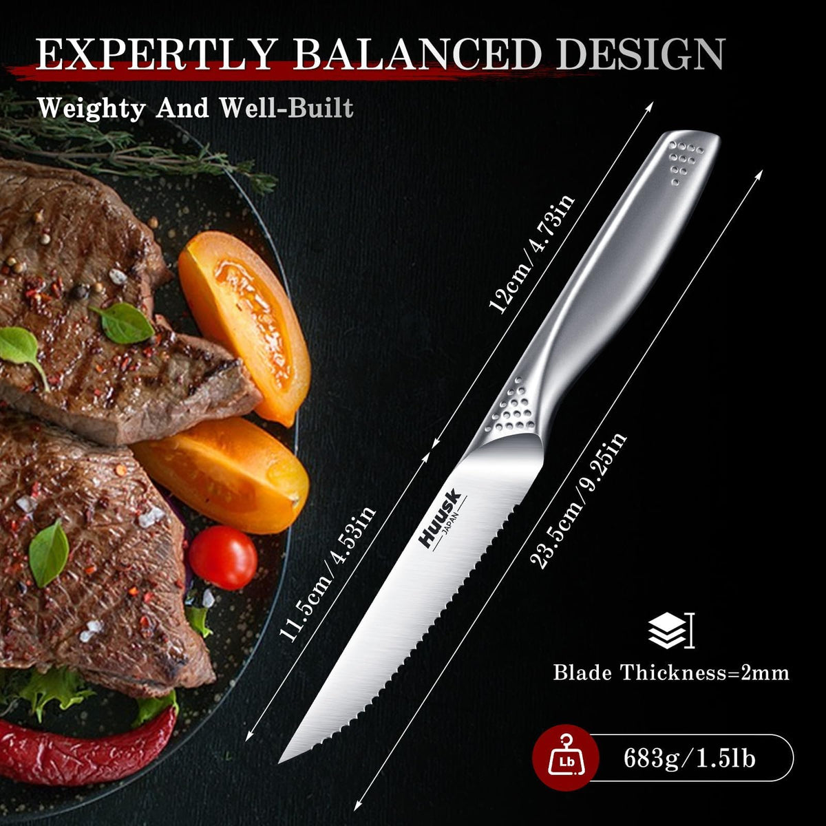 Huusk dishwasher-safe steak knives simplify post-meal cleanup.